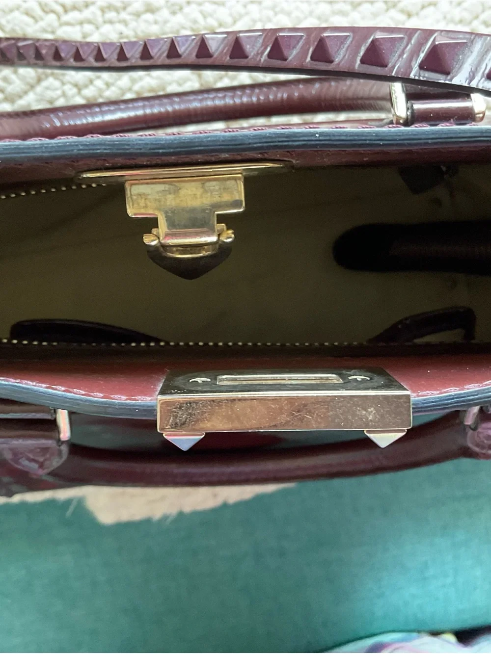 Valentino Garavani Wine Patent Leather RockStud Tote